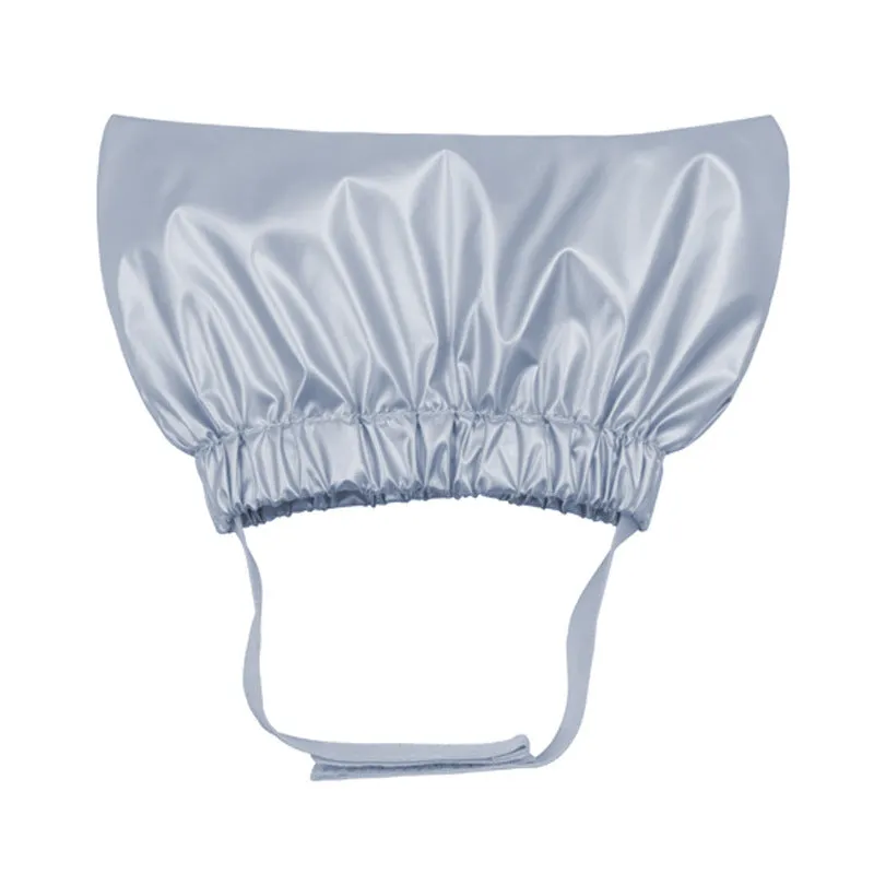 Adjustable waterproof shower cap for dogs and cats in silver, pink, or gold.