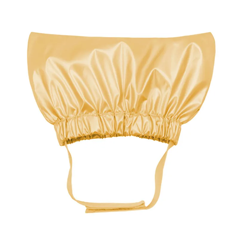 Adjustable waterproof shower cap for dogs and cats in silver, pink, or gold.