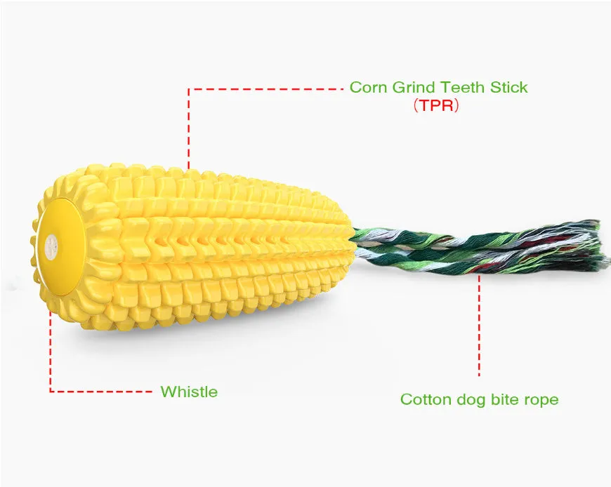 Yellow TPR simulation corn dog dog toy with bite-resistant properties