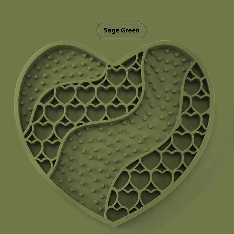 Silicone dog licking mat in Bright Bamboo Green, 20x18.5cm slow food feeding mat with textured surface