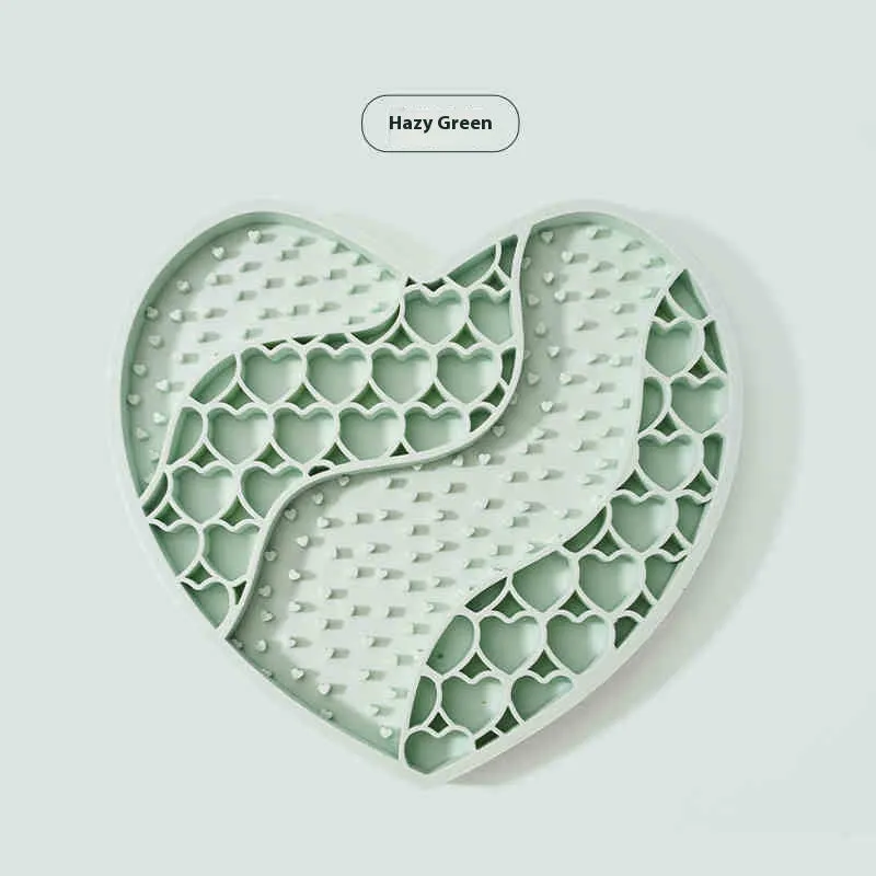 Silicone dog licking mat in Bright Bamboo Green, 20x18.5cm slow food feeding mat with textured surface