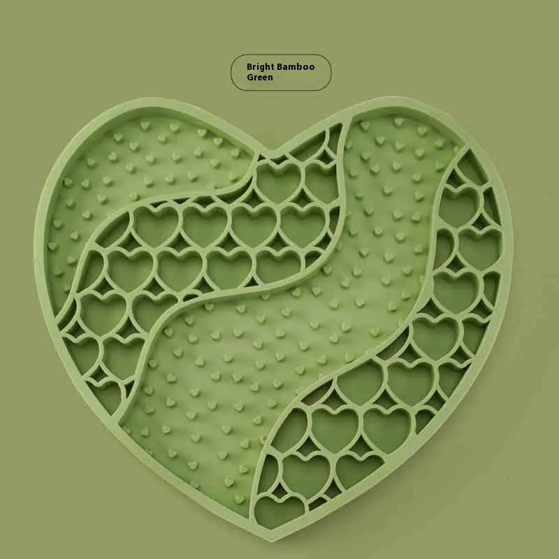 Silicone dog licking mat in Bright Bamboo Green, 20x18.5cm slow food feeding mat with textured surface