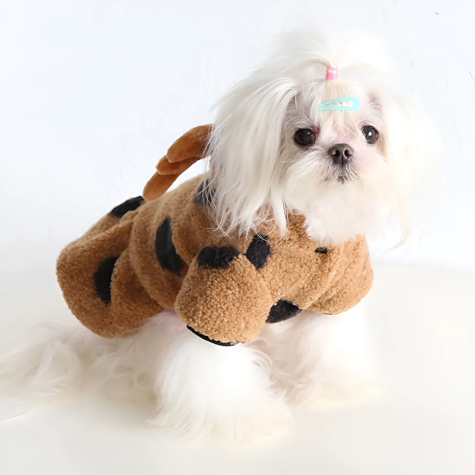 Polka dot elk couple design pet clothing for dogs and cats in skirt and four-leg styles