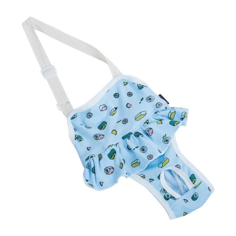 Blue washable cotton female dog menstrual safety pants from Bull