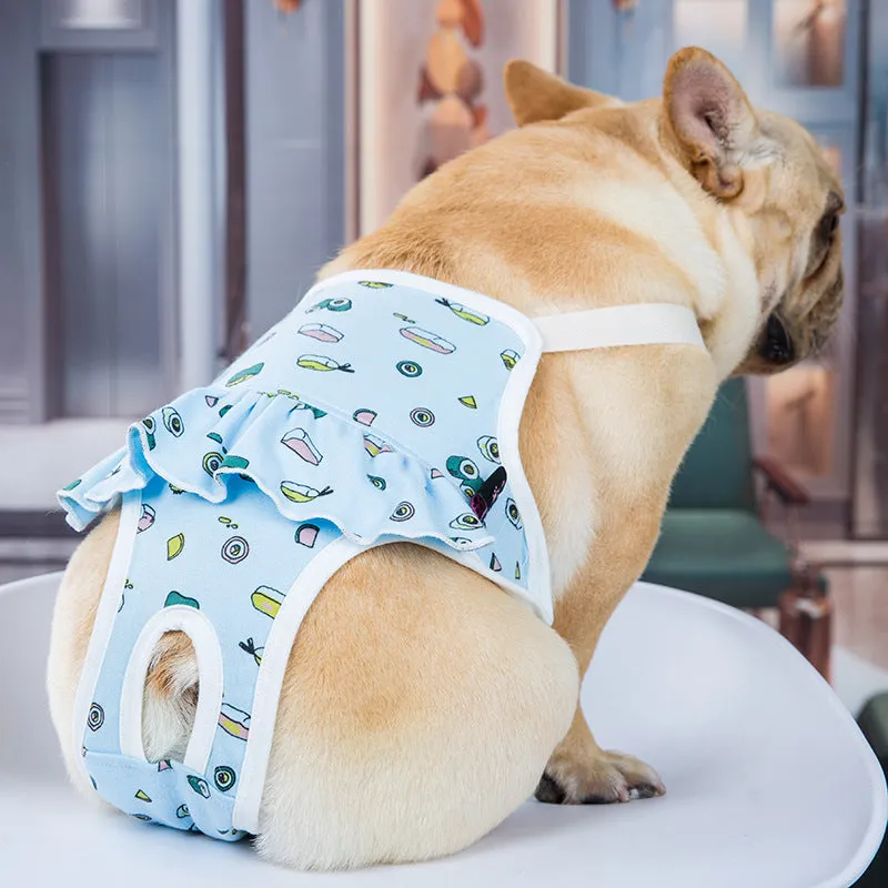Blue washable cotton female dog menstrual safety pants from Bull