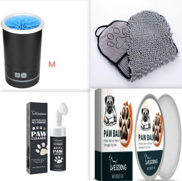 Automatic pet foot washing cup with silicone brushes in three sizes for dogs and cats