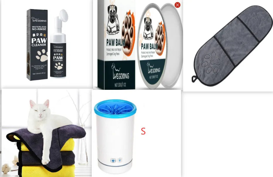 Automatic pet foot washing cup with silicone brushes in three sizes for dogs and cats