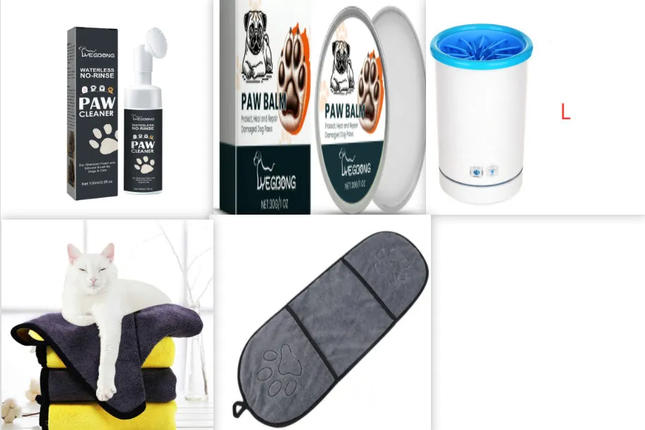 Automatic pet foot washing cup with silicone brushes in three sizes for dogs and cats