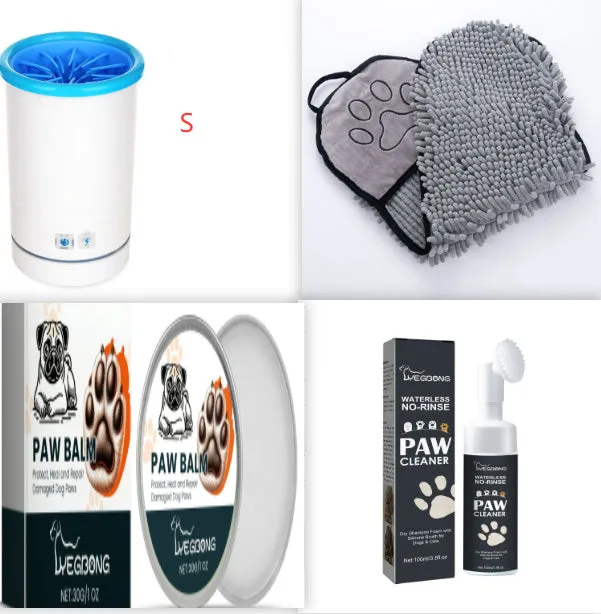 Automatic pet foot washing cup with silicone brushes in three sizes for dogs and cats