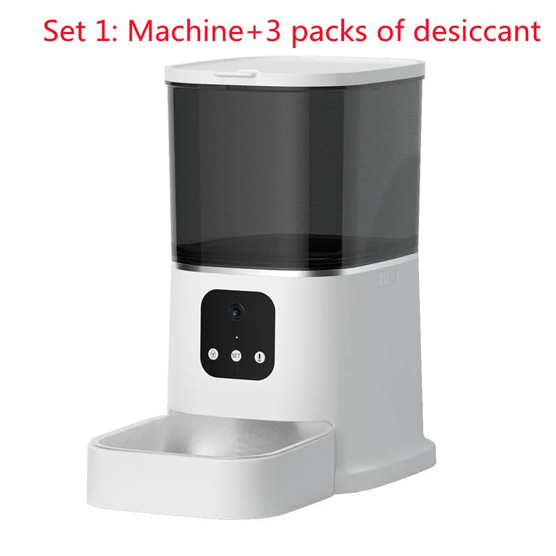 Dark green 6L WiFi automatic pet feeder with stainless steel bowl and digital control panel