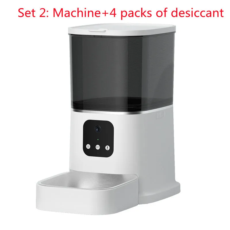 Dark green 6L WiFi automatic pet feeder with stainless steel bowl and digital control panel