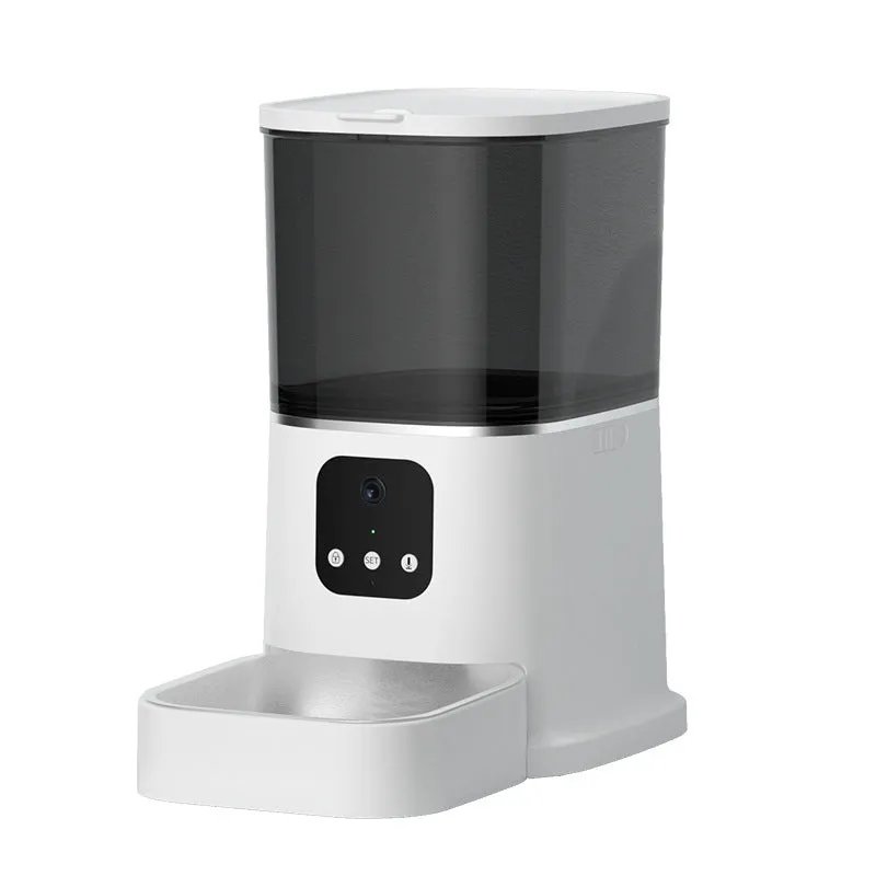 Dark green 6L WiFi automatic pet feeder with stainless steel bowl and digital control panel