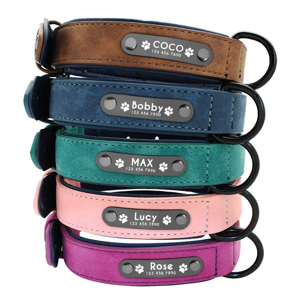 Anti-loss pet Alaskan neck collar in leather, available in multiple colours, for dogs and cats, sizes XS to XL
