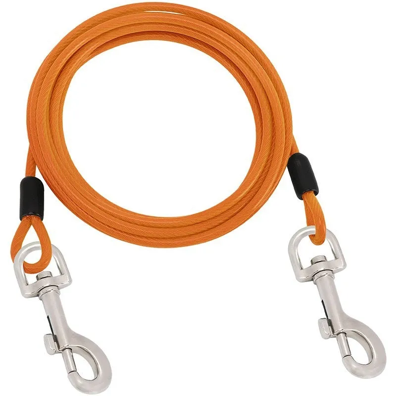 Dog hand holding rope leash with martin buckle in multiple colours and lengths with steel wire core