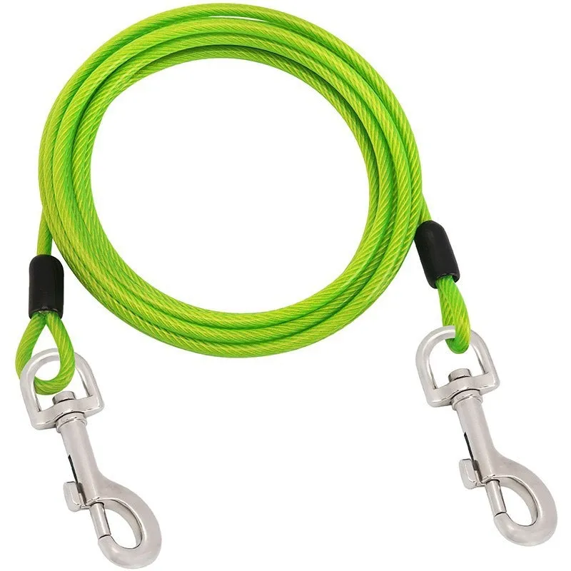 Dog hand holding rope leash with martin buckle in multiple colours and lengths with steel wire core
