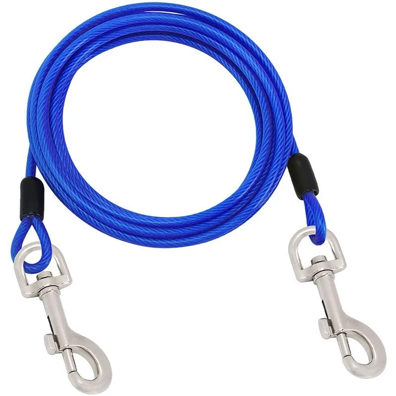Dog hand holding rope leash with martin buckle in multiple colours and lengths with steel wire core