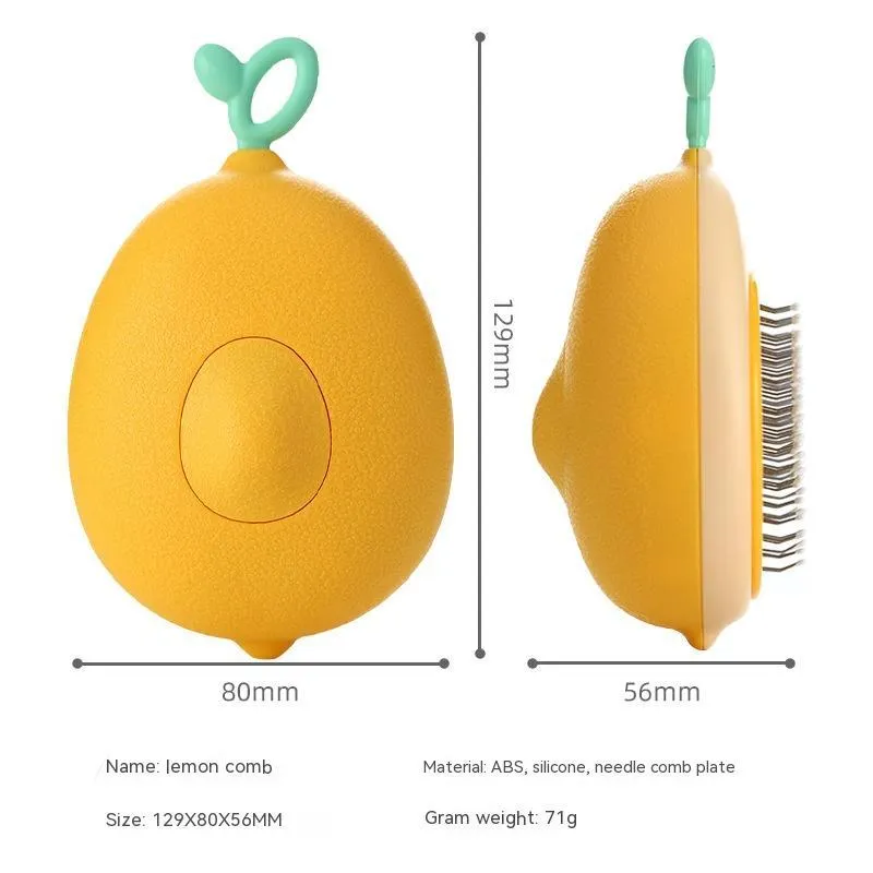 Avocado-shaped cat brush in avocado green with stainless steel needles