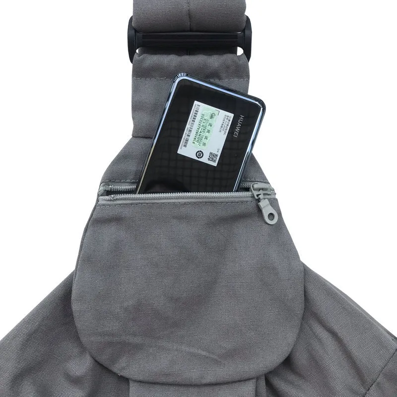 Foldable canvas pet messenger bag in solid colour with crossbody strap and phone holder
