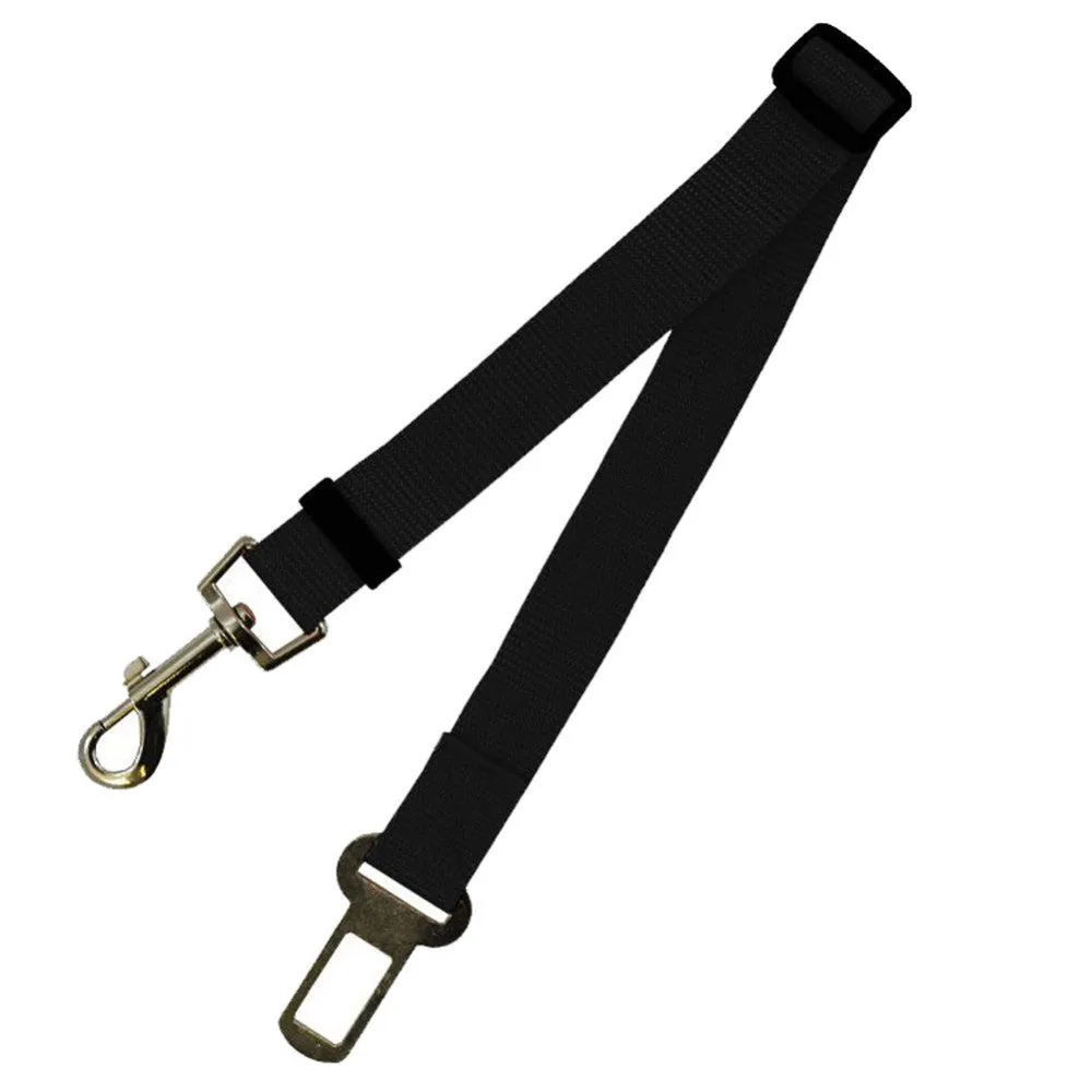 Fixed strap polyester dog seat belt in army green with metal clip and adjustable nylon strap for car safety