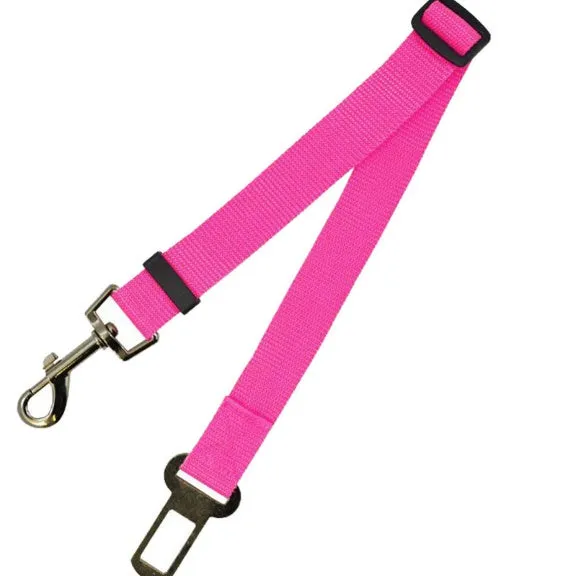 Fixed strap polyester dog seat belt in army green with metal clip and adjustable nylon strap for car safety