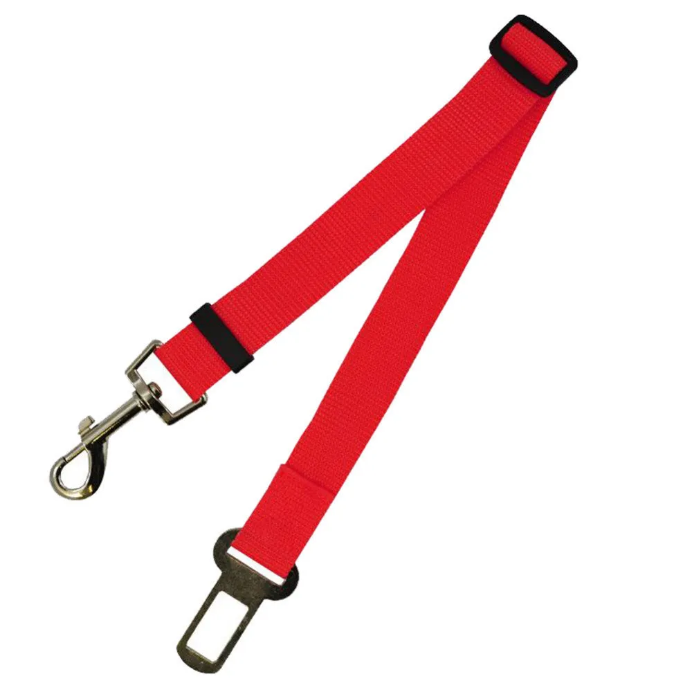Fixed strap polyester dog seat belt in army green with metal clip and adjustable nylon strap for car safety