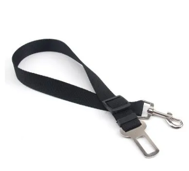 Fixed strap polyester dog seat belt in army green with metal clip and adjustable nylon strap for car safety