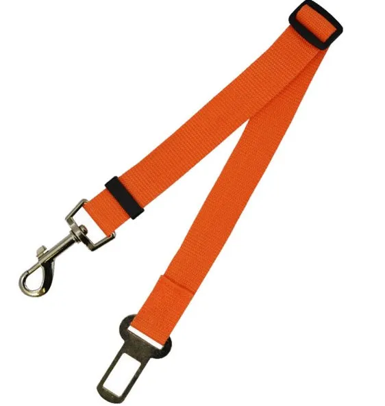 Fixed strap polyester dog seat belt in army green with metal clip and adjustable nylon strap for car safety