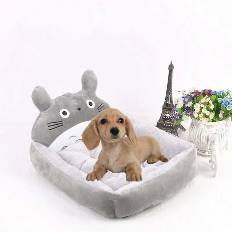 A cartoon-style soft plush pet bed sofa for small dogs and cats, shown in blue colour.