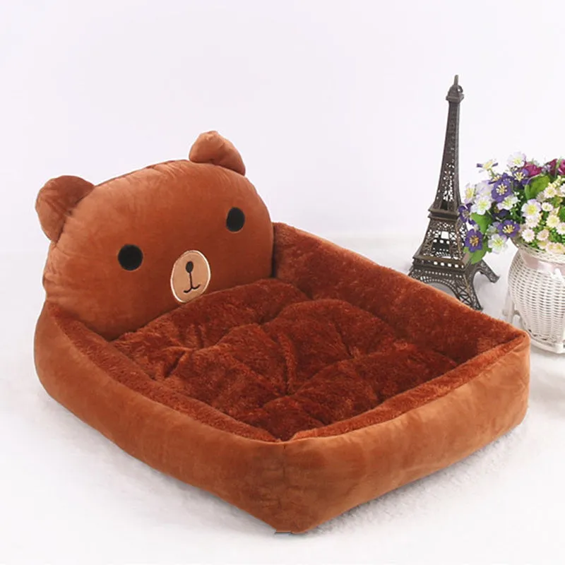 A cartoon-style soft plush pet bed sofa for small dogs and cats, shown in blue colour.