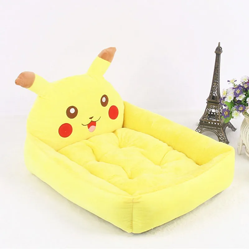 A cartoon-style soft plush pet bed sofa for small dogs and cats, shown in blue colour.
