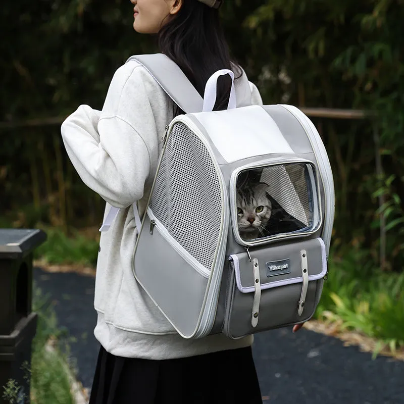 Pet bag in solid colour 1037 Gray, Oxford material, breathable carrier for cats up to 7.5kg and dogs up to 4kg