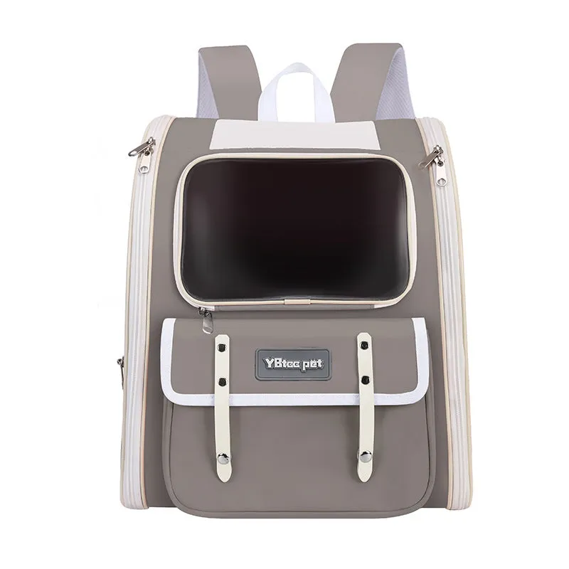 Pet bag in solid colour 1037 Gray, Oxford material, breathable carrier for cats up to 7.5kg and dogs up to 4kg