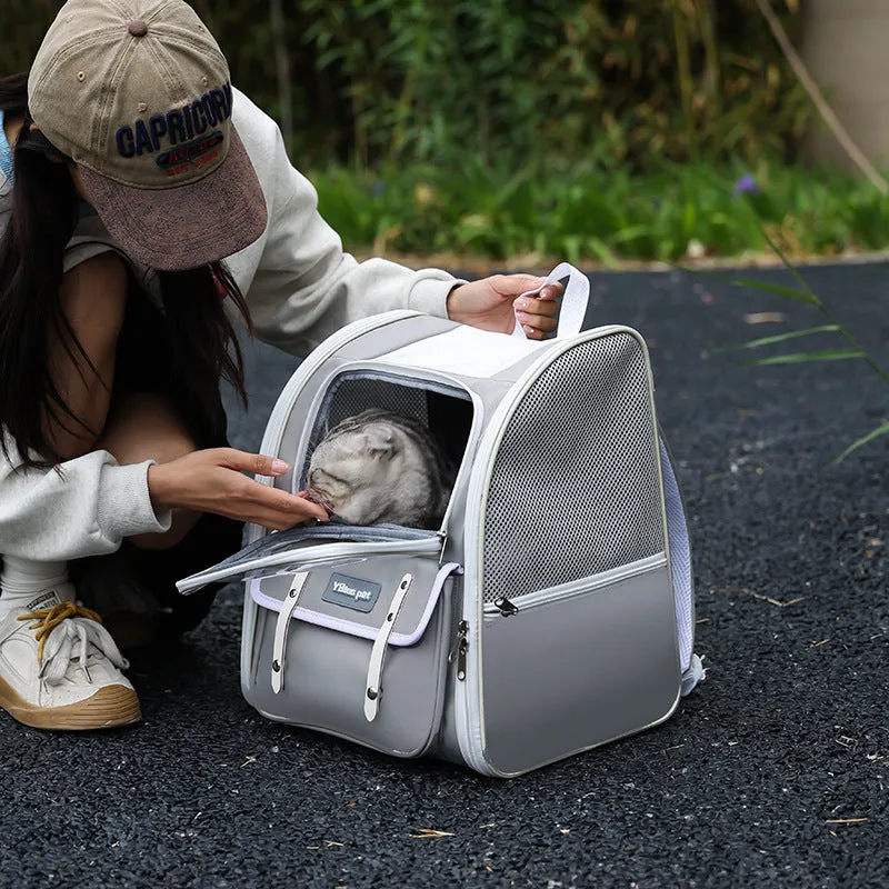 Pet bag in solid colour 1037 Gray, Oxford material, breathable carrier for cats up to 7.5kg and dogs up to 4kg