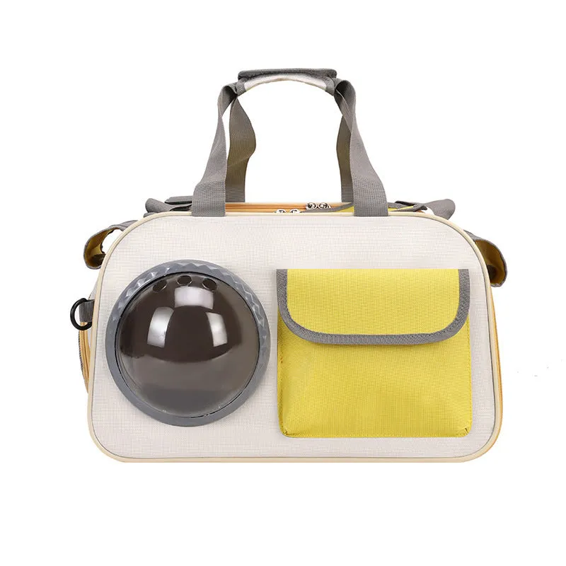 Nylon outdoor portable cat backpack in space capsule style, 15-litre capacity, crossbody strap