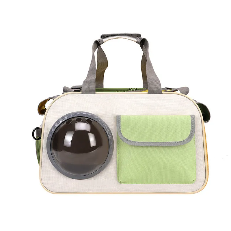Nylon outdoor portable cat backpack in space capsule style, 15-litre capacity, crossbody strap