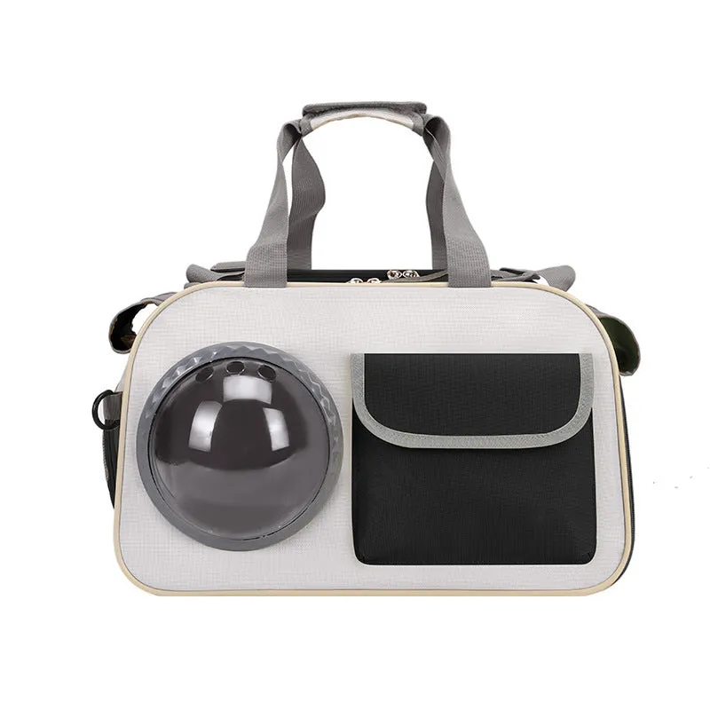 Nylon outdoor portable cat backpack in space capsule style, 15-litre capacity, crossbody strap