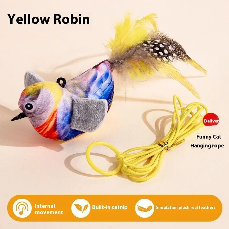 Cat toy simulation will call bird plush hanging teaser with swinging bird and sound for indoor cats