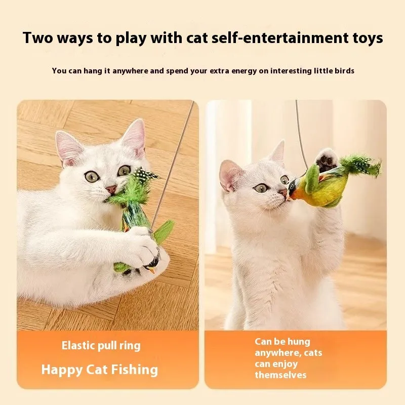 Cat toy simulation will call bird plush hanging teaser with swinging bird and sound for indoor cats
