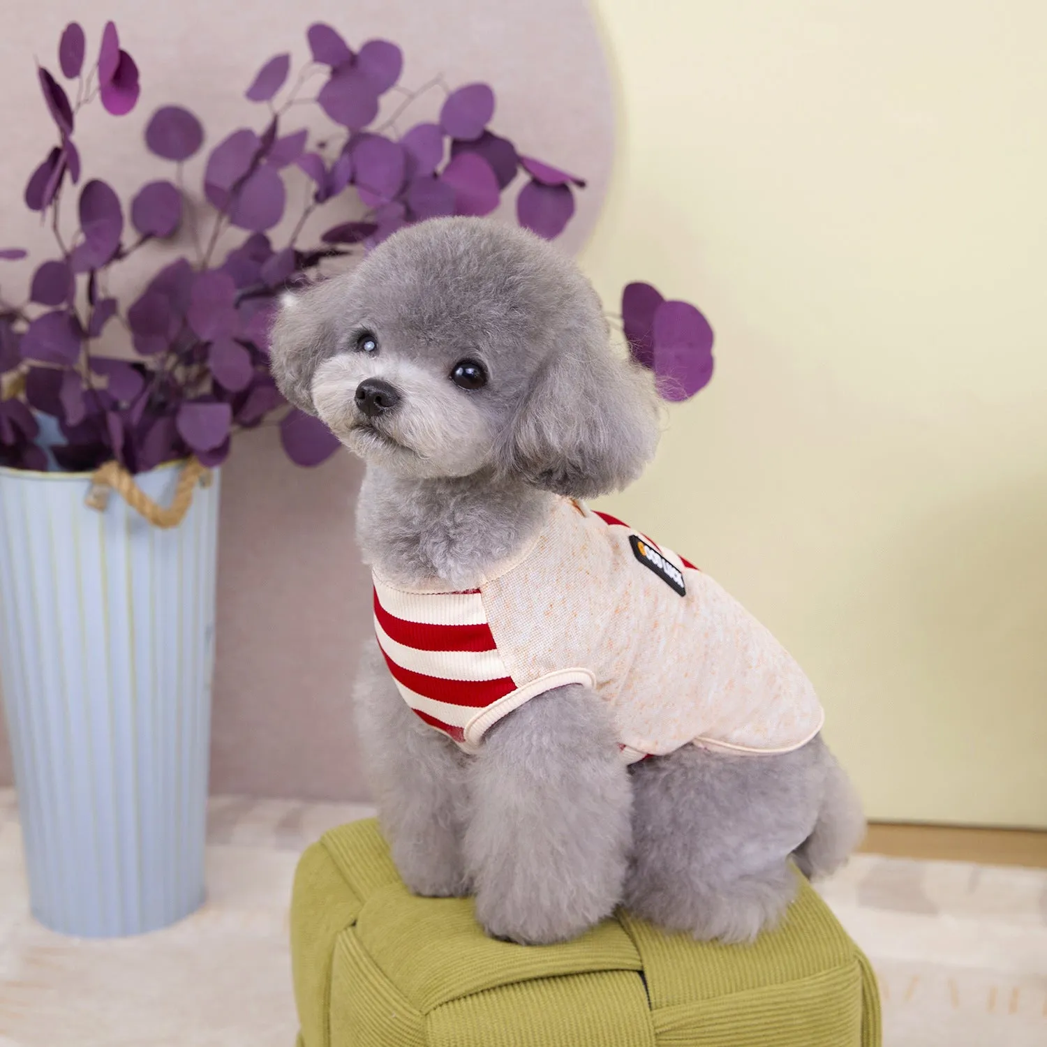 Polyester pet clothing vest in blue, casual style for small to large dogs
