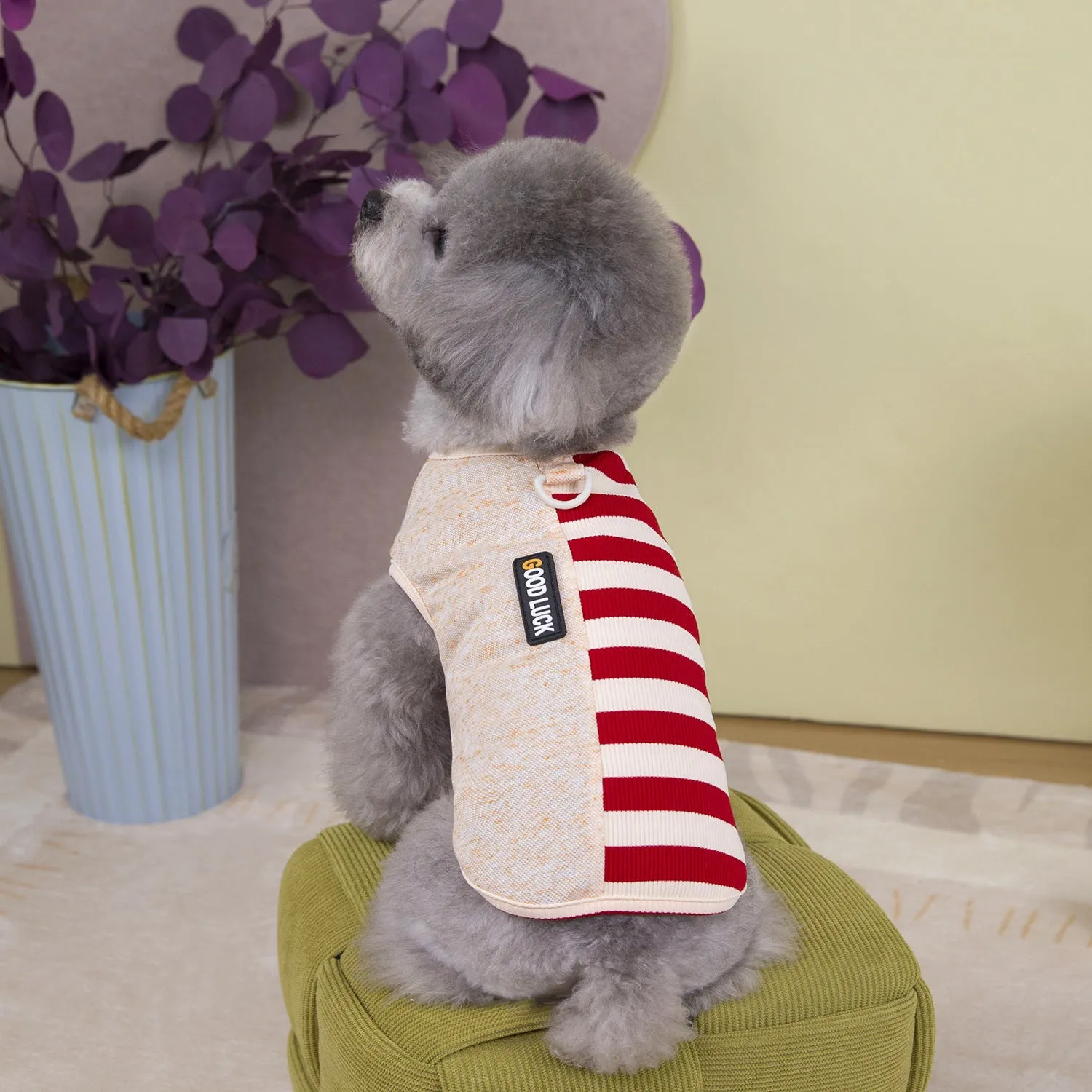 Polyester pet clothing vest in blue, casual style for small to large dogs