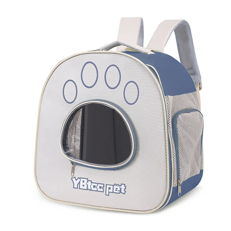 Outdoor portable double shoulder pet transparent bag in solid colour Oxford material for cats up to 7.5kg