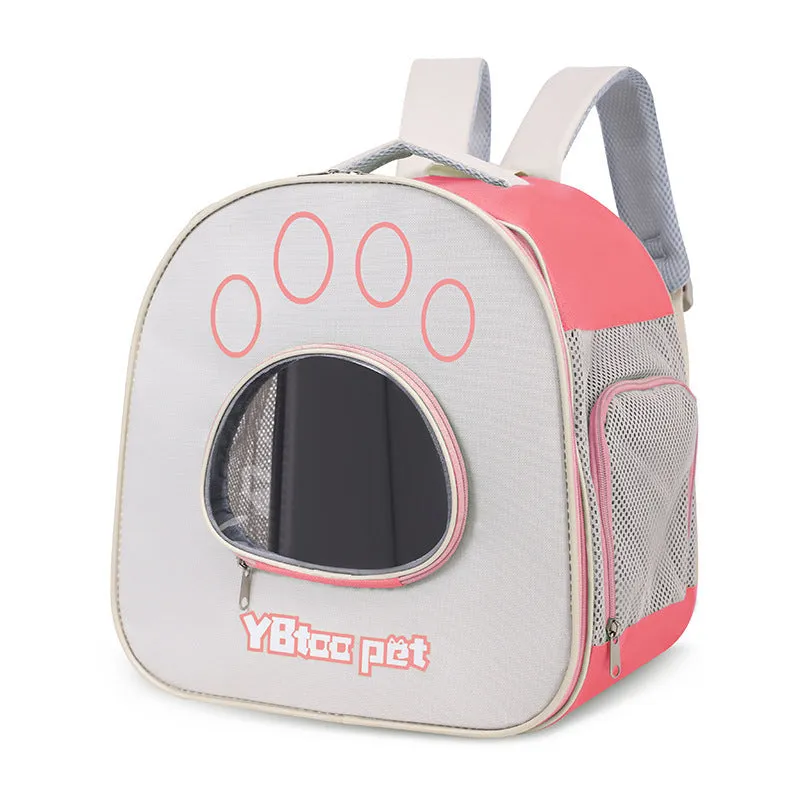 Outdoor portable double shoulder pet transparent bag in solid colour Oxford material for cats up to 7.5kg