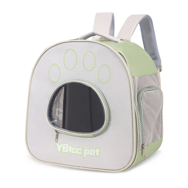 Outdoor portable double shoulder pet transparent bag in solid colour Oxford material for cats up to 7.5kg