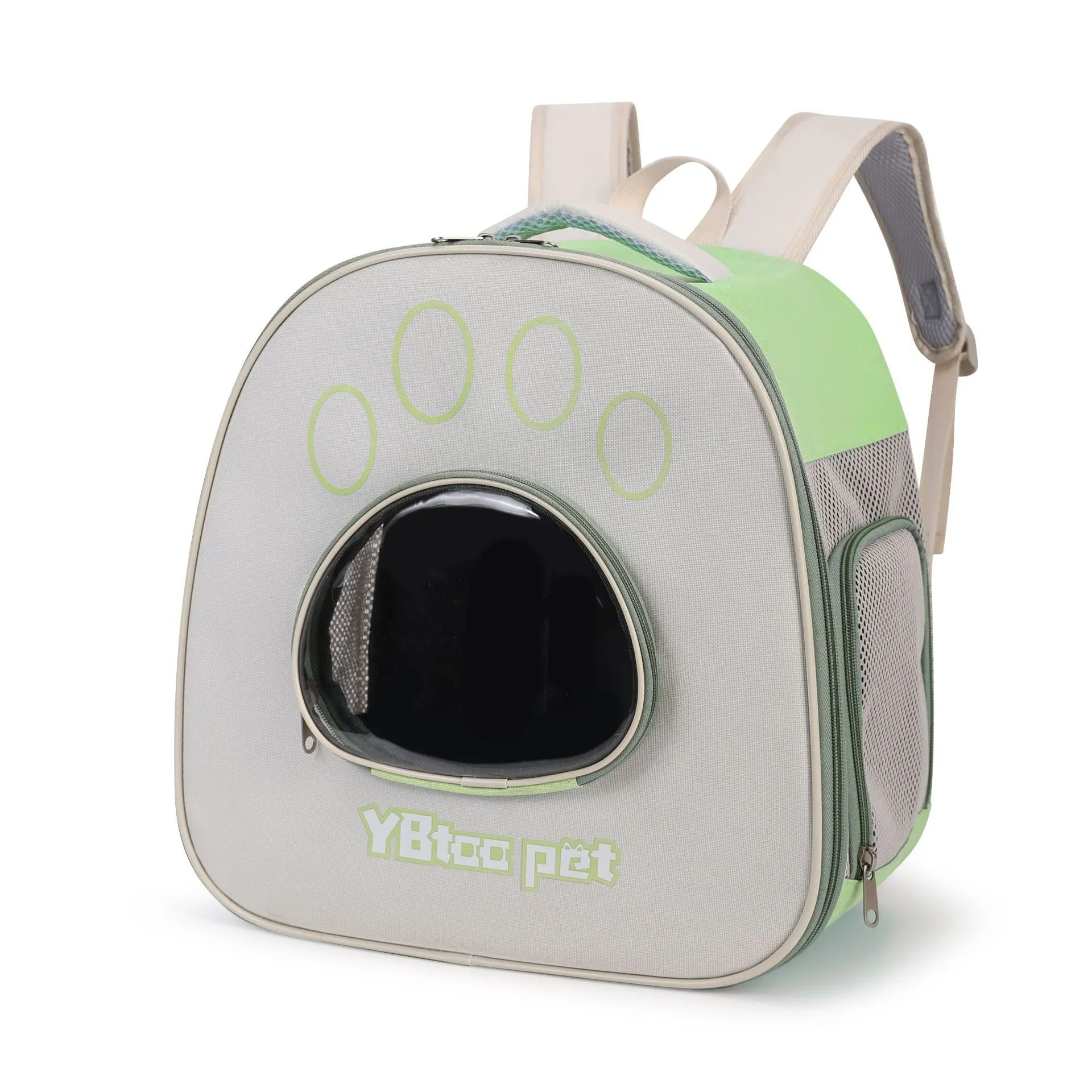 Outdoor portable double shoulder pet transparent bag in solid colour Oxford material for cats up to 7.5kg
