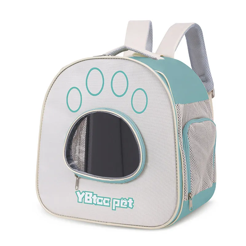 Outdoor portable double shoulder pet transparent bag in solid colour Oxford material for cats up to 7.5kg