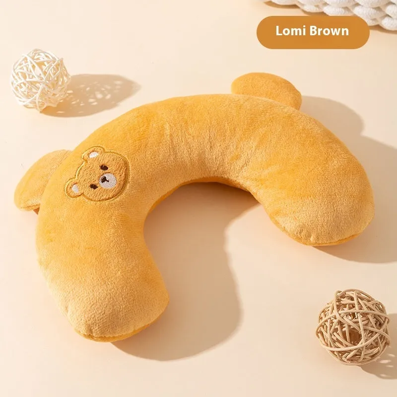 Cat U-shape pillow in Lomi Brown, breathable mini pet pillow for dogs, wooden free size design