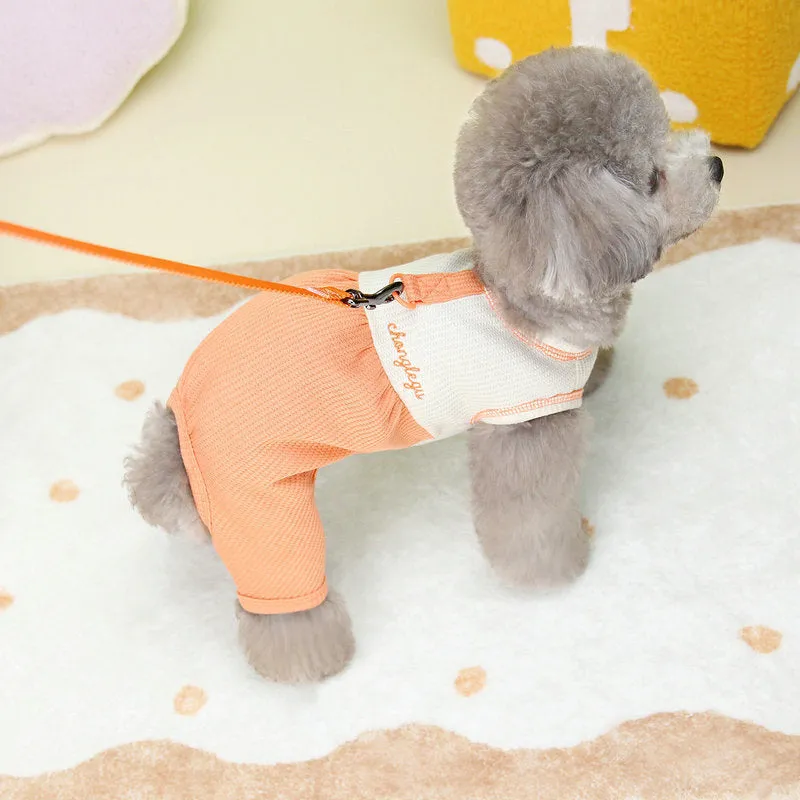 Polyester dog pyjamas in orange, gray, and purple sizes XS to XL casual pet sleepwear