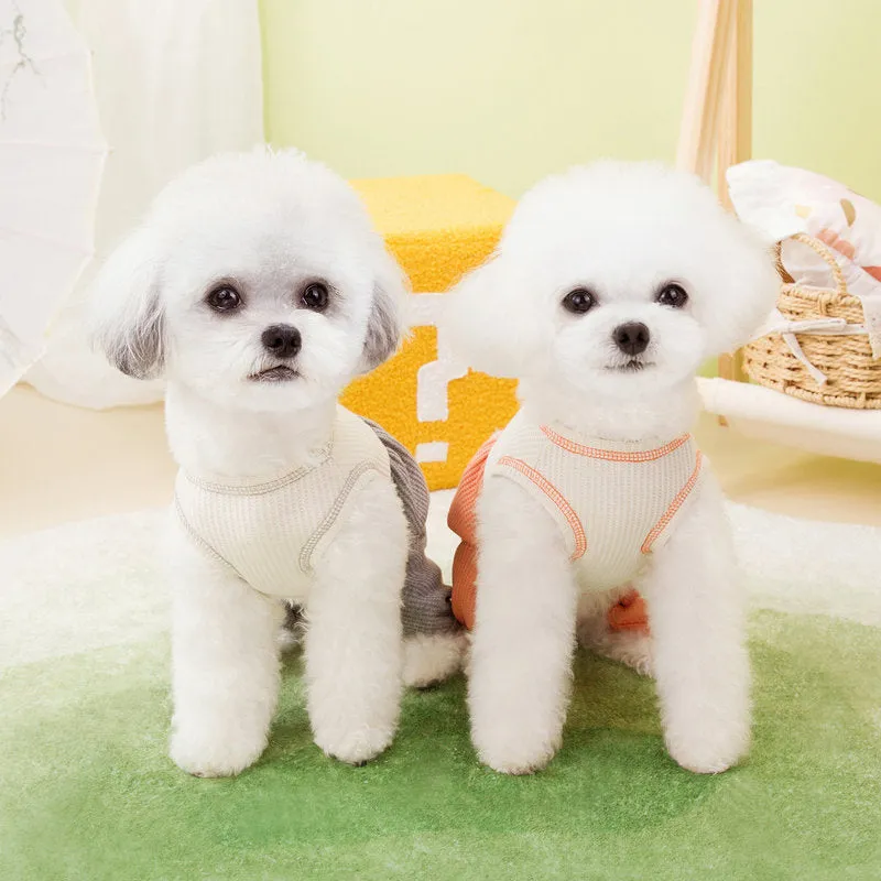 Polyester dog pyjamas in orange, gray, and purple sizes XS to XL casual pet sleepwear