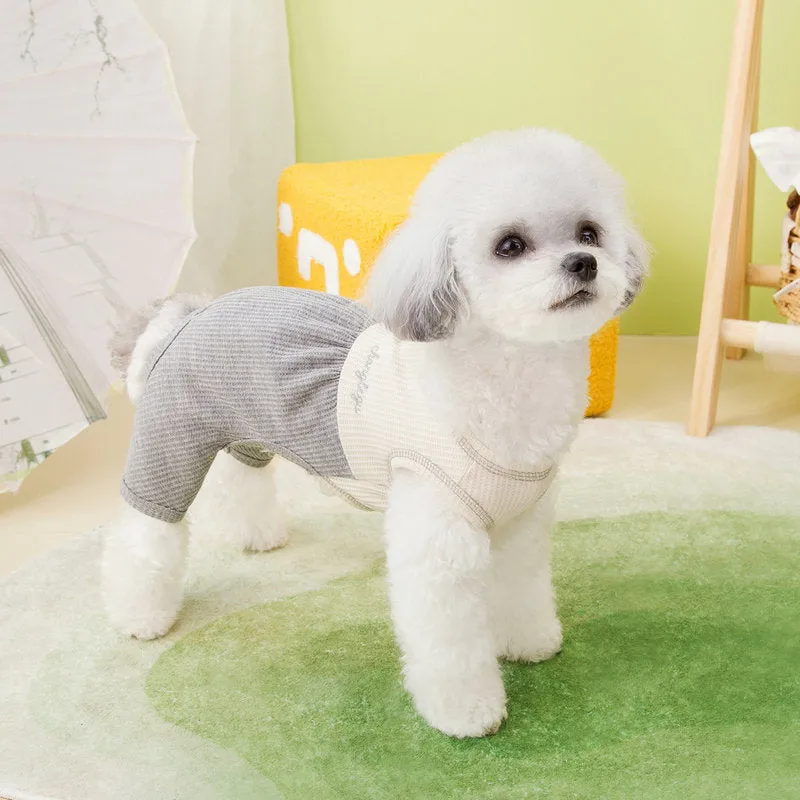 Polyester dog pyjamas in orange, gray, and purple sizes XS to XL casual pet sleepwear