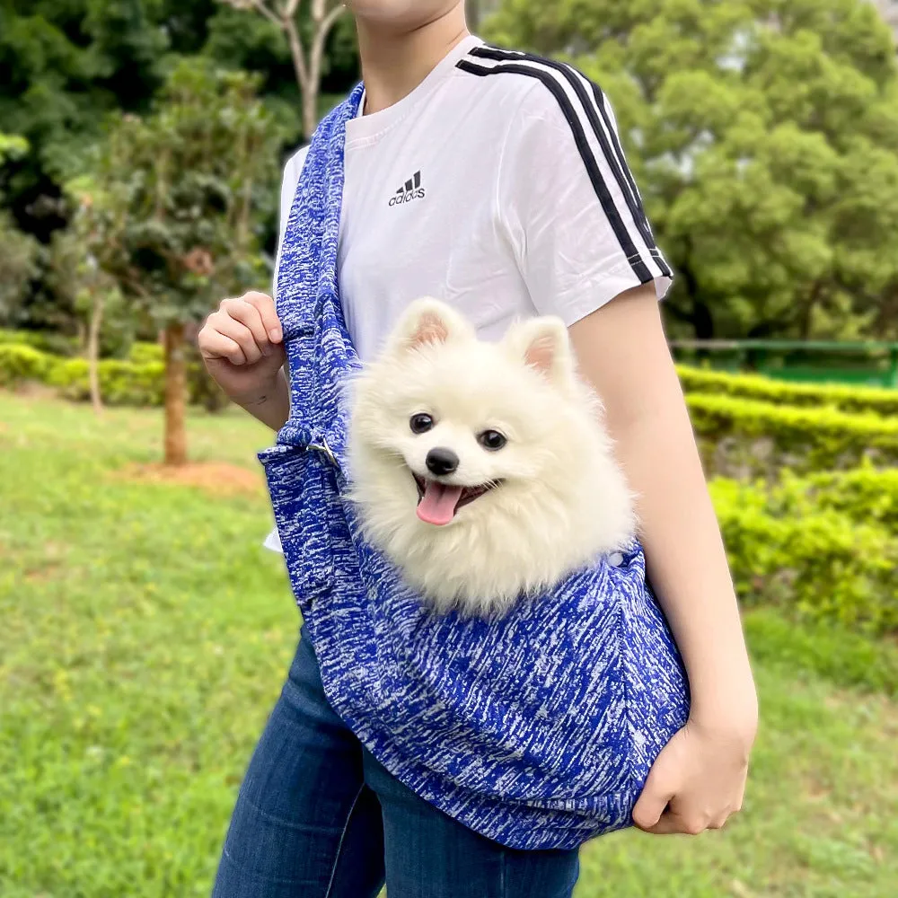 Polyester crossbody pet carrier bag for cats and dogs M size burgundy colour on autumn outing